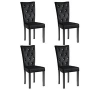 vidaXL 4X Sillas de Comedor de Terciopelo Negro Mobiliario para Casa y Hogar