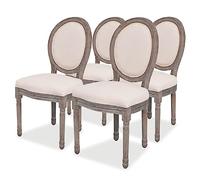 vidaXL 4X Sillas de Comedor Lino Crema Beige Asiento Banco Mueble Cocina Salón