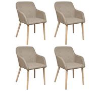 vidaXL Sillas de comedor – Conjunto 4 unidades tela beige, madera roble, acolchadas