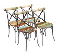 vidaXL Sillas de comedor Vintage Madera reciclada y acero asiento de cocina 4 unidades