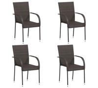 vidaXL 4X Sillas de Jardín Apilables Asiento Mobiliario Muebles Cocina Hogar Restaurante Comedor Exterior con Respaldo Ratán Sintético Marrón