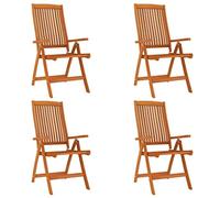 vidaXL Sillas de jardín plegables de madera maciza de eucalipto 4 uds