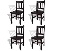 vidaXL 4X Sillas de Salón Comedor Silla de Cocina Conjunto de Asientos de Hogar Comer Sala de Estar Mobiliario de Casade Madera de Pino Marrón Oscuro