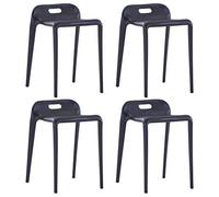 vidaXL Taburetes apilables 4 unidades de plástico – Negro