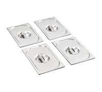vidaXL 4X Tapas de Bandeja Accesorios Aparatos Casa Hogar Cocina Comedor Comida Bufet Electrodomésticos GN 1/4 265x162 mm Acero Inoxidable Plateado