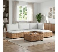 vidaXL 5 uds. Conjunto de Lounge de Ratán con Cojines GENDT Natural