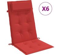 vidaXL: 6 cojines para asiento de respaldo alto, color rojo, tejido Oxford