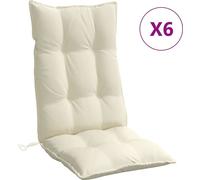 vidaXL: 6 fundas para cojines de respaldo alto, color crema, tejido Oxford