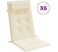 vidaXL: 6 fundas para cojines de respaldo alto, color crema, tejido Oxford