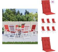 vidaXL: 6 fundas para sillas de jardín, modelo con respaldo alto, color rojo, 120x50x3 cm, tela - Cojines para asiento