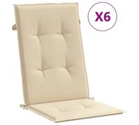 vidaXL: 6 fundas para sillas de jardín, para respaldo alto, color beige, 120x50x3 cm, tela