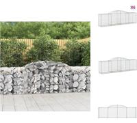vidaXL: 6 macetas tipo gavión con forma de arco, 300x50x80/100 cm, hierro galvanizado. Macetas y jardineras