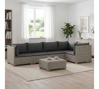 vidaXL 6 uds. Conjunto de Lounge de Ratán con Cojines GENDT Gris Kubu