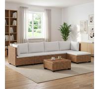 vidaXL 6 uds. Conjunto de Lounge de Ratán con Cojines GENDT Natural