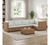 vidaXL 6 uds. Conjunto de Lounge de Ratán con Cojines GENDT Natural