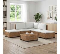 vidaXL 6 uds. Conjunto de Lounge de Ratán con Cojines GENDT Natural