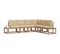 vidaXL 6 uds. Conjunto de sofás de Exterior Natural y Beige