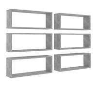 vidaXL Estantería de cubos pared 6 uds contrachapado gris hormigón 60x15x23 cm