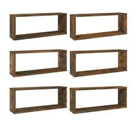 vidaXL 6X Estantes Cúbicos de Pared Aparador Mueble Dormitorio Entrada Estante Estantería Almacenaje Flotante Salón Madera Roble Ahumado
