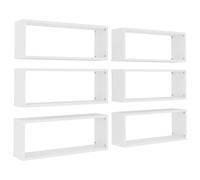 vidaXL 6X Estantes Cubo Pared Estantería Colgante CD Libros Coleccionables Fotos Premios Adornos Decoración Librerías Contrachapada Blanco 60x15x23 cm