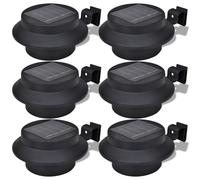 vidaXL 6x Focos para Valla de Jardín LED Energía Solar Luz de Exterior Color Blanco, Negro, y mas