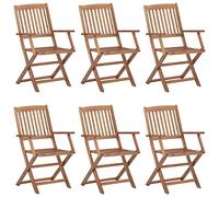 vidaXL Sillas plegables de exterior 6x madera maciza de acacia