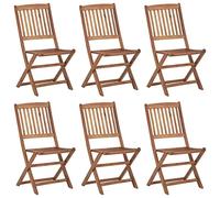 vidaXL 6X Madera Maciza Acacia Sillas de Exterior Plegables Jardín Sillón Terraza Exterior Balcón Patio Asiento Butaca Muebles Mobiliario Duradera