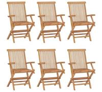 vidaXL 6X Madera Maciza de Teca Sillas de Jardín Plegables Asiento Butaca Patio Terraza Balcón Comedor Muebles Mobiliario Exterior Duradero