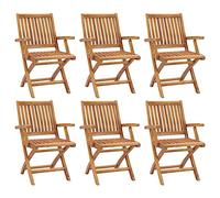 vidaXL Sillas de jardín plegables 6 unidades madera maciza de teca para exterior duraderas