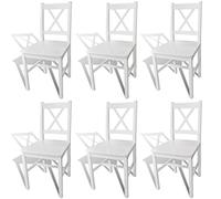 vidaXL 6X Sillas de Comedor Madera Blancas Asiento Banco Sillón Mueble Cocina