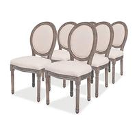 vidaXL 6X Sillas de Salón Comedor Diseño Clásico de Lino y Madera Beige