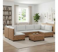 vidaXL 7 uds. Conjunto de Lounge de Ratán con Cojines GENDT Natural