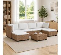 vidaXL 7 uds. Conjunto de Lounge de Ratán con Cojines GENDT Natural