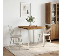 vidaXL 70 x 70 x 75 cm Madera de Acacia Sólida Natural y Blanco