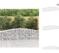 vidaXL: 8 macetas tipo gavión con forma de arco, 400x50x60/80 cm, hierro galvanizado. Macetas y jardineras