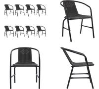 vidaXL: 8 sillas de jardín, aspecto de ratán, plástico y acero, capacidad de 110 kg. - Silla de jardín - Juego de sillas de jardín - Silla para exteriores - Silla para terraza
