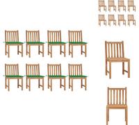 vidaXL: 8 sillas de jardín con cojines, de madera maciza de teca - Sillas de jardín