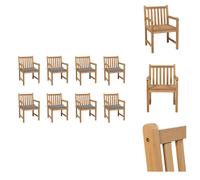 vidaXL: 8 sillas de jardín con cojines grises, fabricadas en madera de teca maciza. - Sillas de jardín