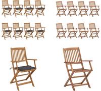 vidaXL: 8 sillas de jardín plegables con cojines, fabricadas en madera de acacia maciza. Sillas de jardín, sillas plegables, sillones de jardín