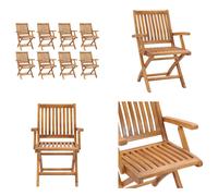 vidaXL: 8 sillas de jardín plegables, madera maciza de teca. Sillas de jardín, sillas de madera