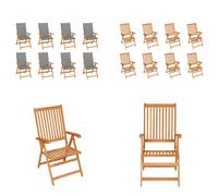 vidaXL: 8 sillas de jardín reclinables con cojines, madera maciza de teca. Sillas de jardín, sillas de jardín reclinables