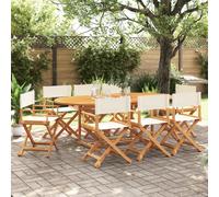 vidaXL 8 sillas plegables de tela color crema y blanco
