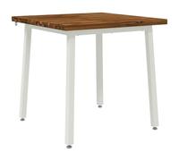vidaXL 80 x 80 x 75 cm Madera de Acacia Sólida Natural y Blanco