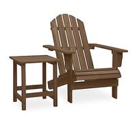 vidaXL Abeto Macizo Silla con Otomana y Mesa Jardín Adirondack Asiento Sillón Patio Terraza Balcón Exterior Tumbona Muebles Estable Marrón