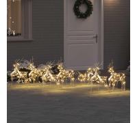 vidaXL, Adorno de ciervo LED, 7 unidades, 40 LEDs, color dorado, 44 x 18 x 65,5 cm, material: PET