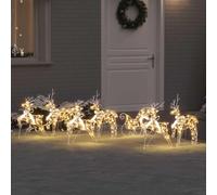 vidaXL, Adorno de ciervo LED, 7 unidades, 40 LEDs multicolores, 42 x 15 x 64 cm, material: PET