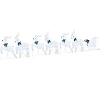 vidaXL, Adorno de ciervo LED, 7 unidades, plateado, 43 x 18 x 66 cm, tela