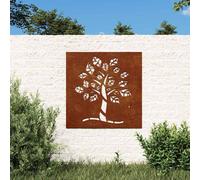 vidaXL Adorno de pared para jardín diseño árbol acero corten 55x55 cm Marrón