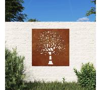 vidaXL Adorno de pared de jardín acero corten diseño árbol 55x55 cm