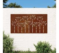 vidaXL Adorno de pared de jardín acero corten diseño flores 105x55 cm